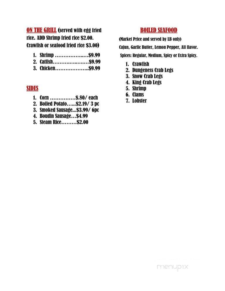 Joe Cajun - Carrollton, TX menu_pic