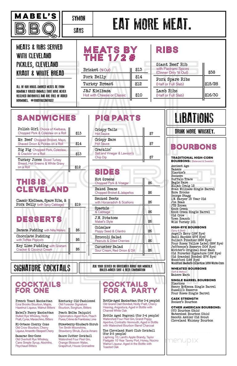 Mabel's BBQ - Cleveland, OH menu_pic