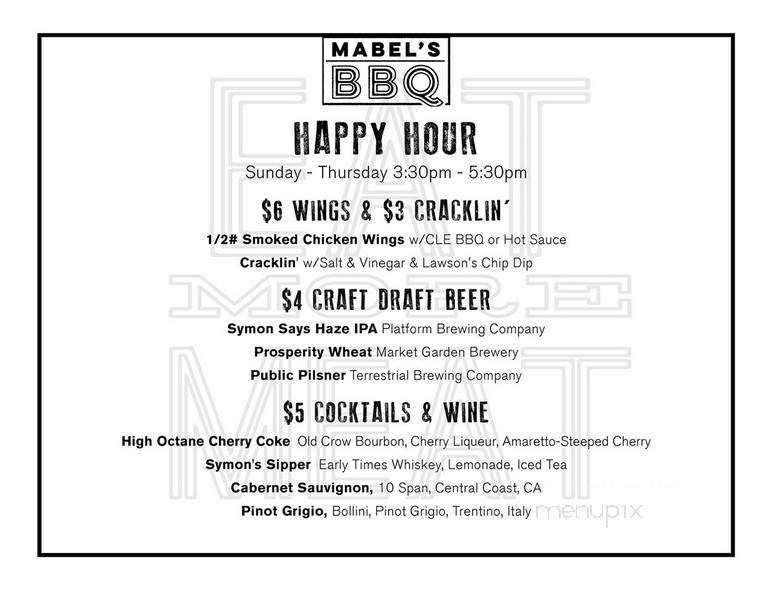 Mabel's BBQ - Cleveland, OH menu_pic