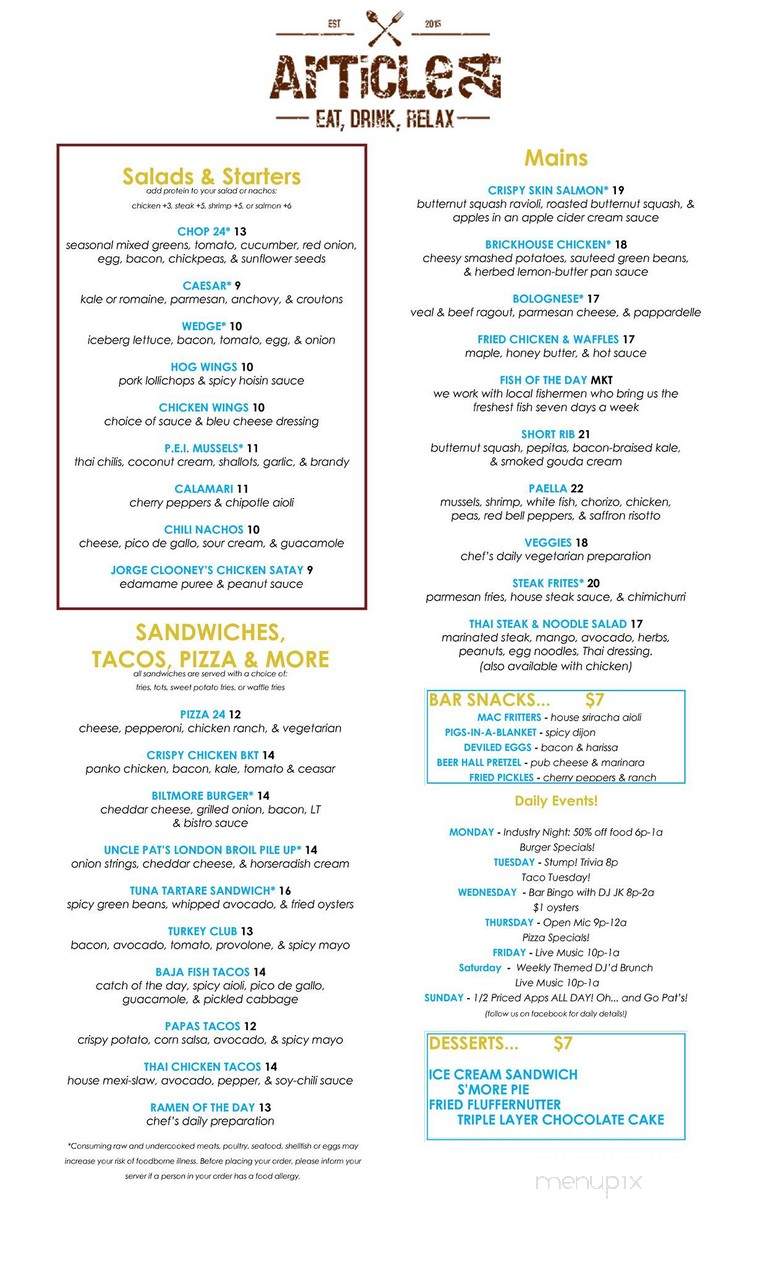 Article 24 - Brighton, MA menu_pic