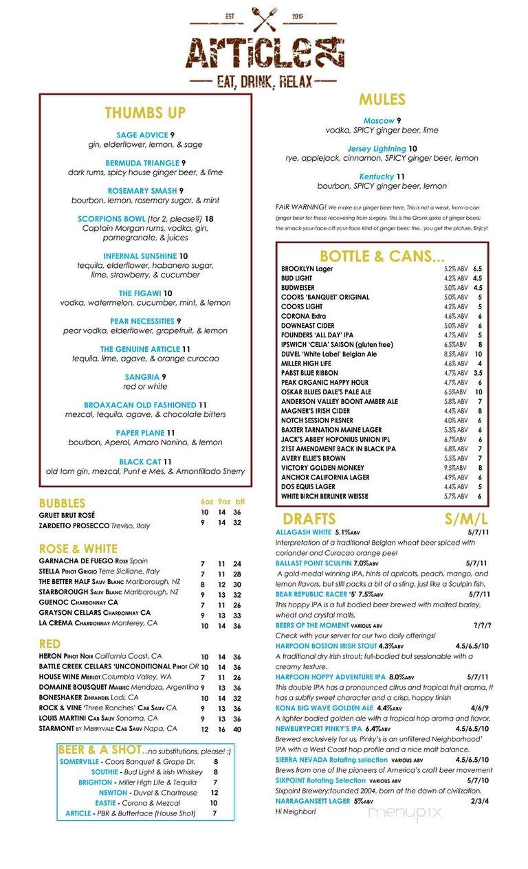 Article 24 - Brighton, MA menu_pic