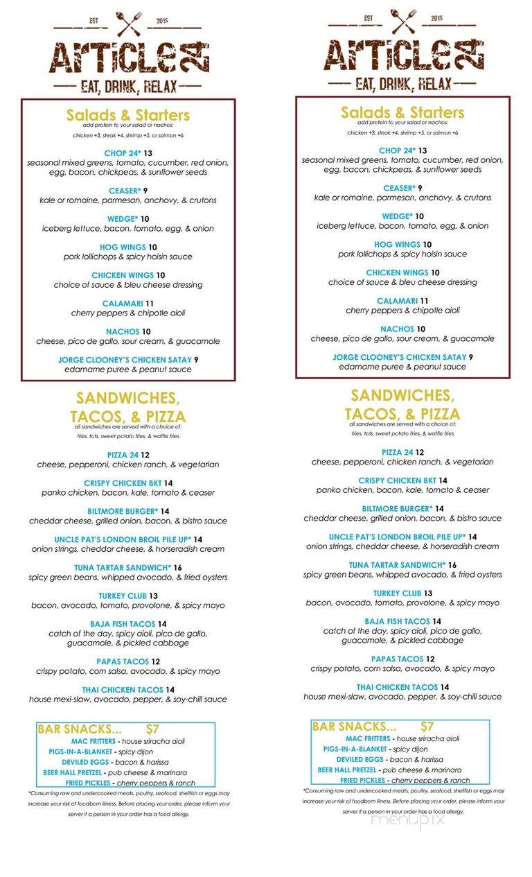 Article 24 - Brighton, MA menu_pic