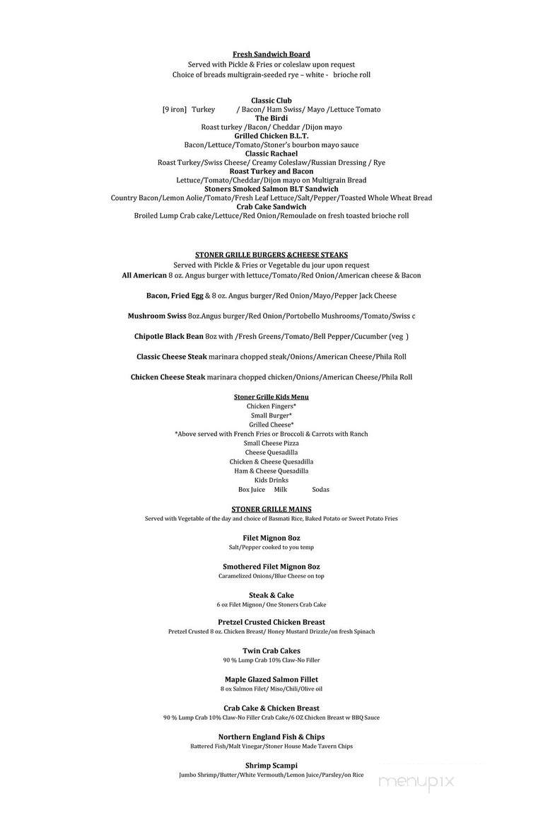 Stoner Grille - Lancaster, PA menu_pic