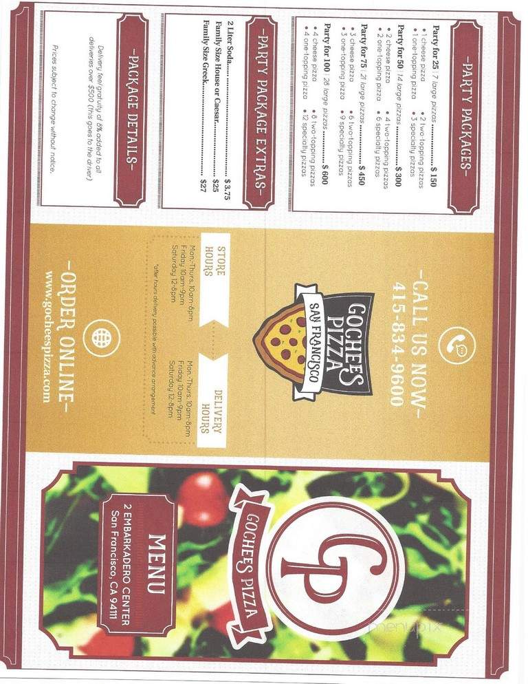 Gochees Pizza - San Francisco, CA menu_pic