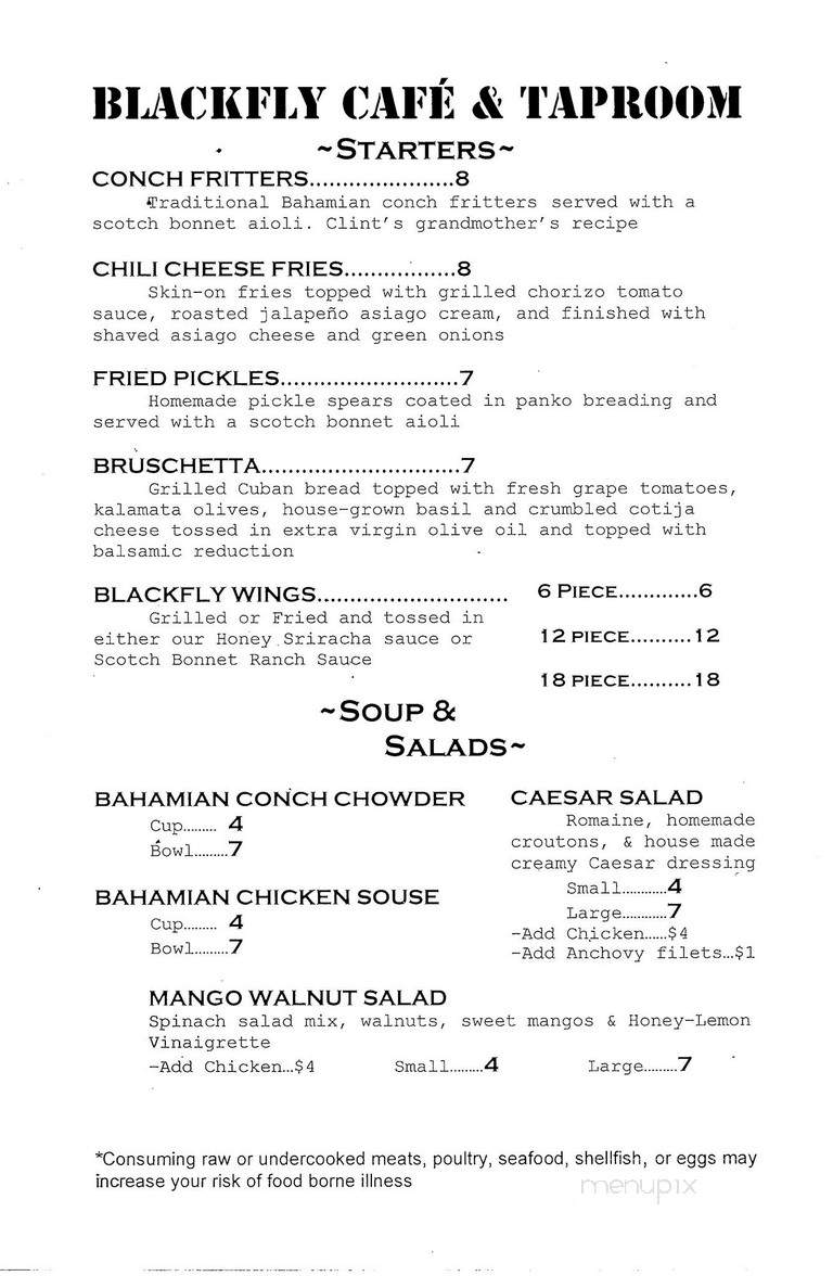 Blackfly Cafe & Taproom - Jacksonville, FL menu_pic