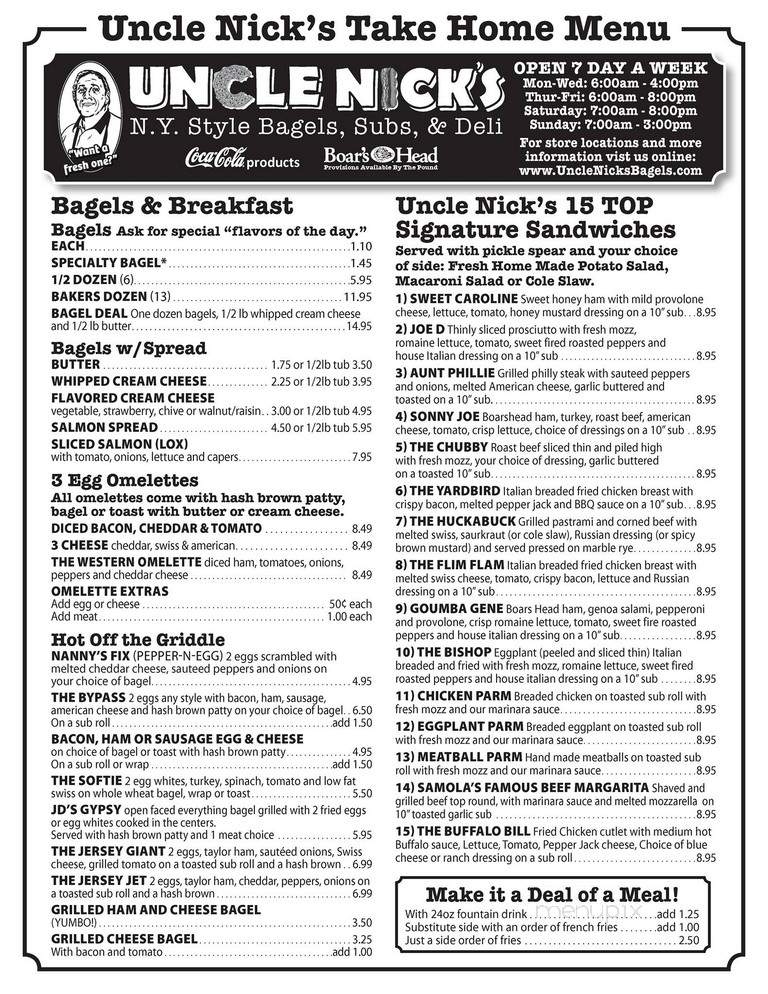 Uncle Nick's Bagels & Subs - Lakeland, FL menu_pic