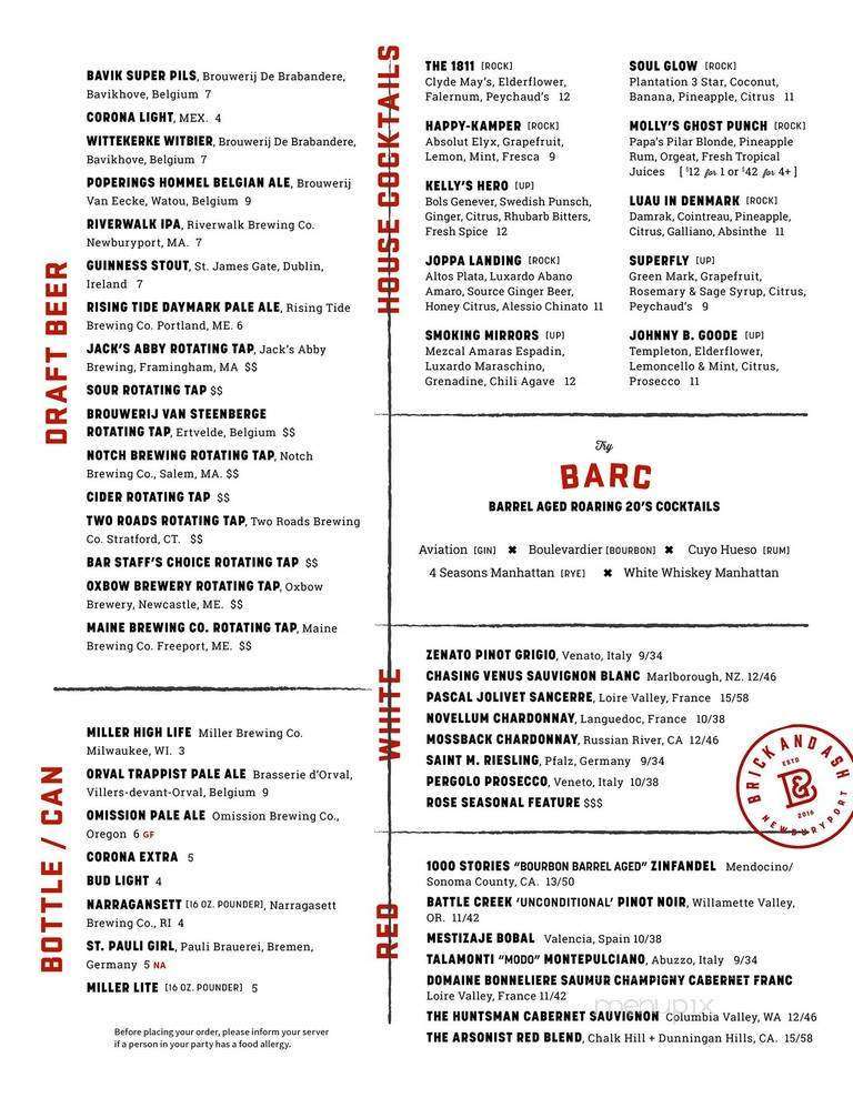 Brick & Ash - Newburyport, MA menu_pic