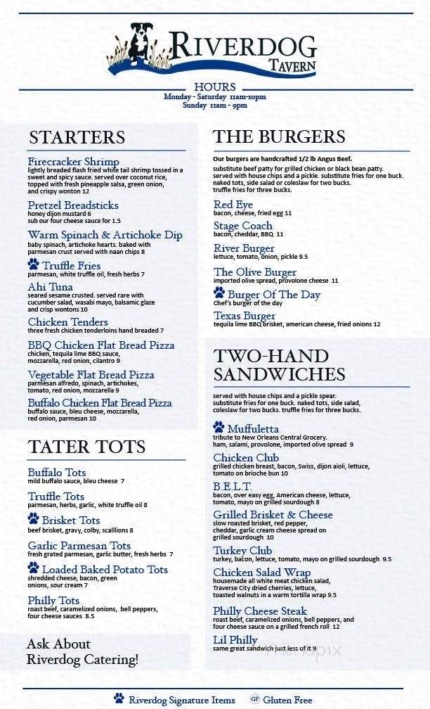 Riverdog Tavern - Middleville, MI menu_pic