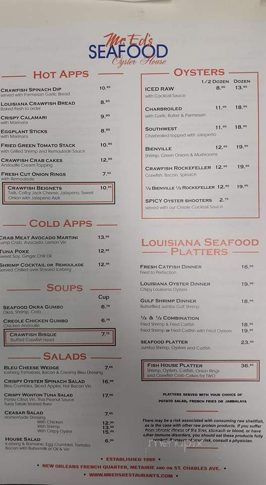 Mr. Ed's Seafood and Oyster House - New Orleans, LA menu_pic