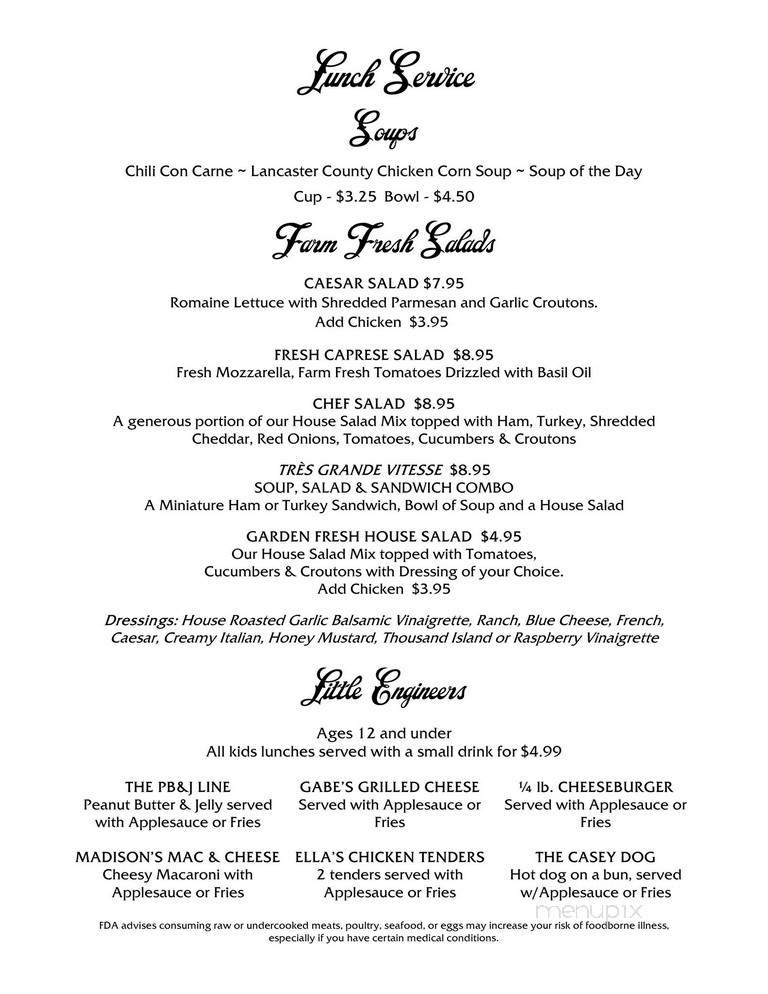 Casey Jones Restaurant - Ronks, PA menu_pic