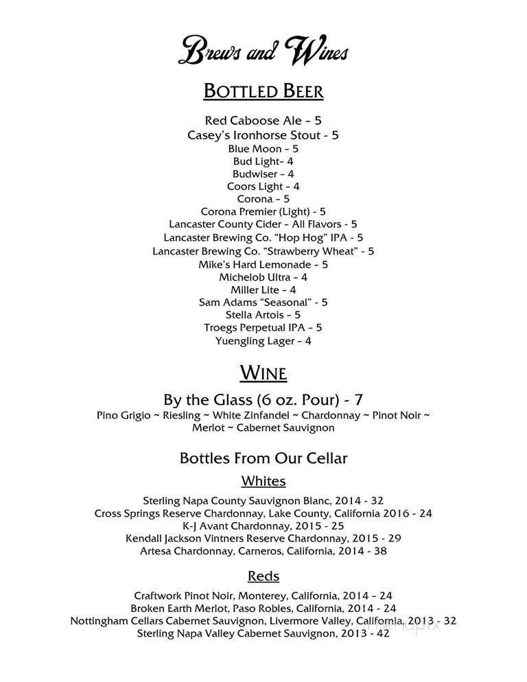 Casey Jones Restaurant - Ronks, PA menu_pic