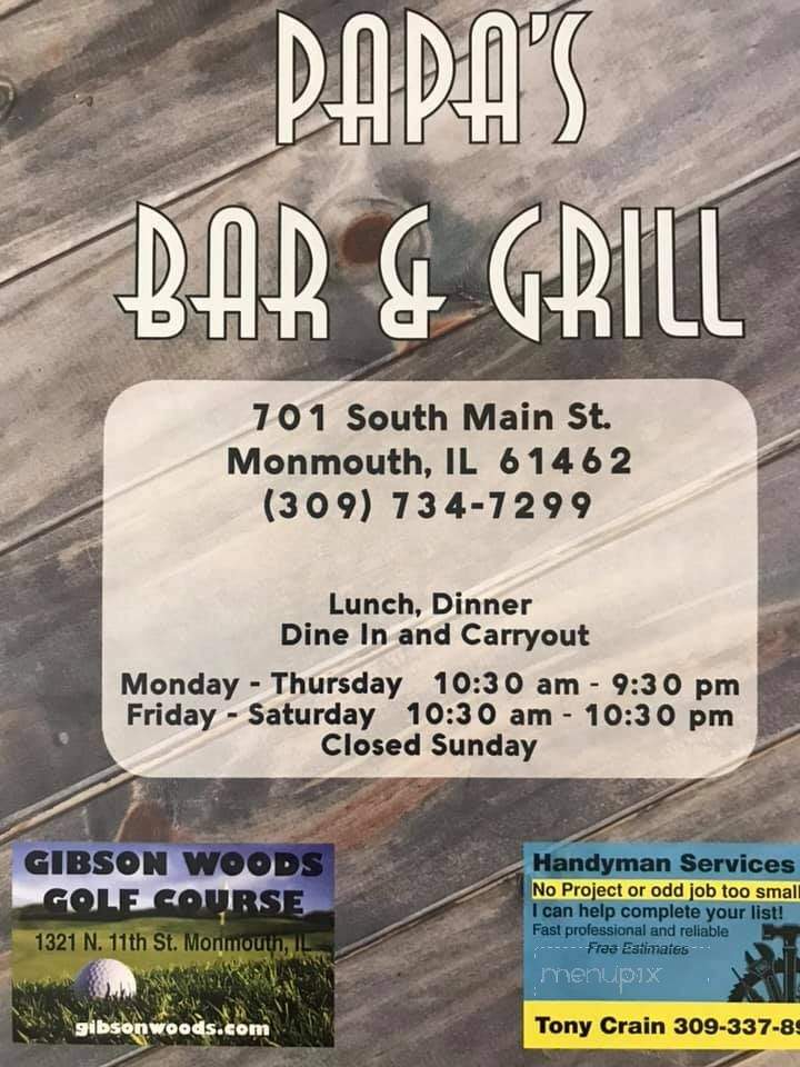 Papas Bar - Monmouth, IL menu_pic