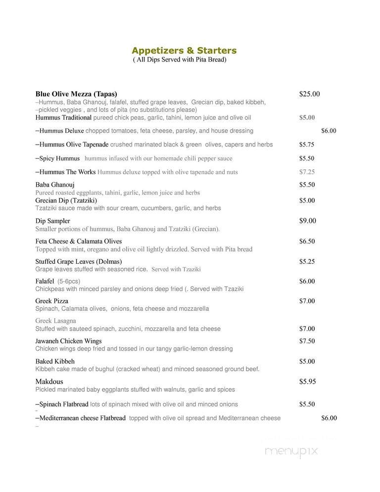 Blue Olive Grill - Little Elm, TX menu_pic