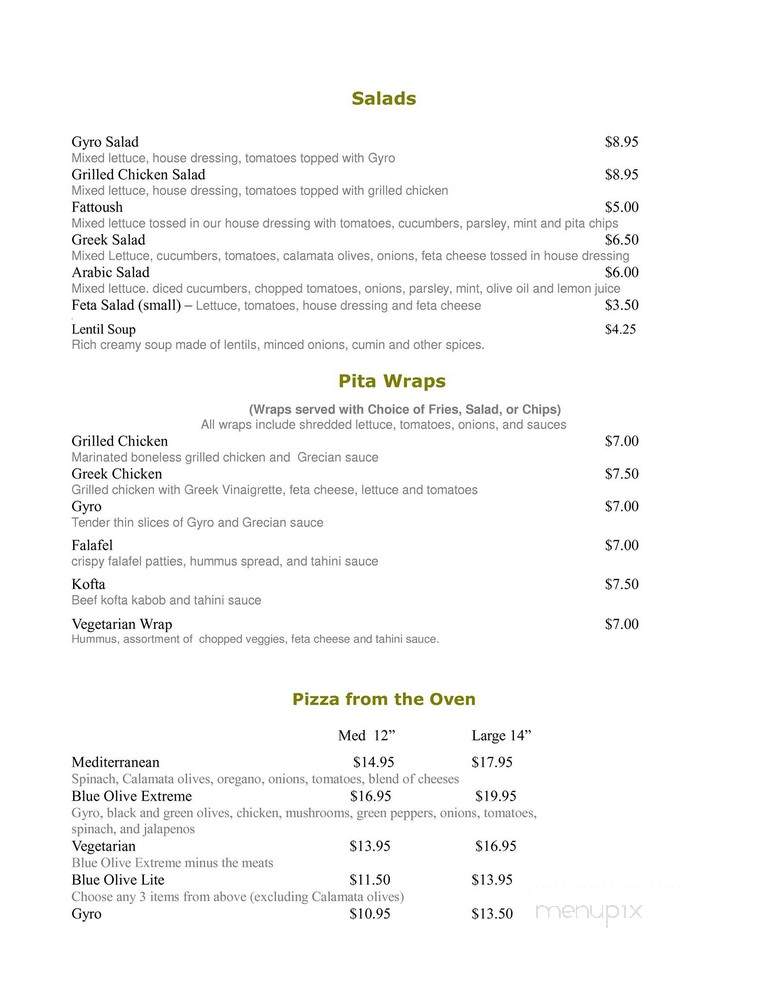 Blue Olive Grill - Little Elm, TX menu_pic