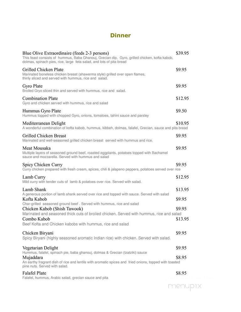 Blue Olive Grill - Little Elm, TX menu_pic