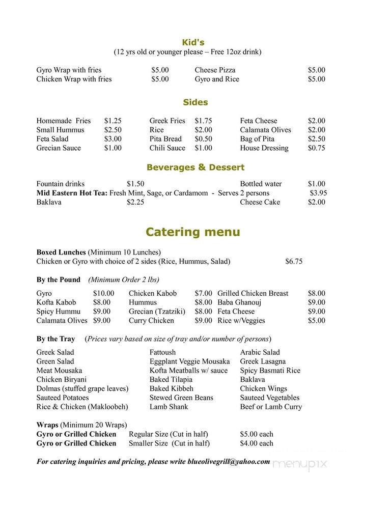Blue Olive Grill - Little Elm, TX menu_pic