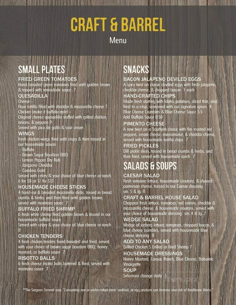 Craft & Barrel - Greenville, SC menu_pic