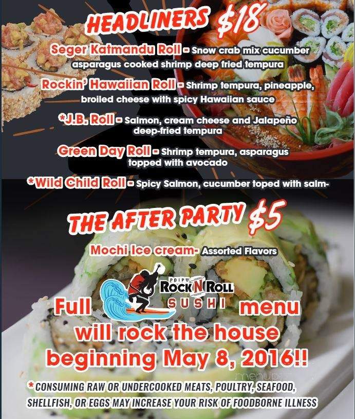 Poipu Rock 'n' Roll Sushi - Koloa, HI menu_pic
