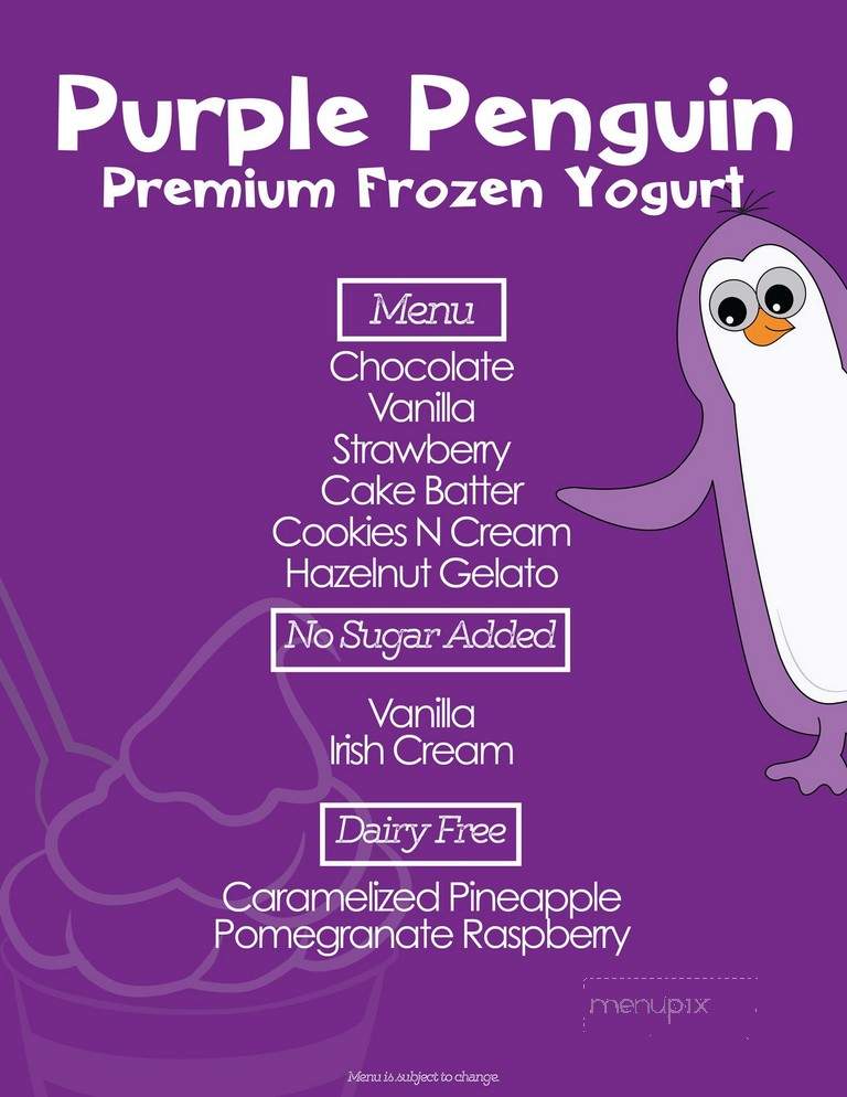 Purple Penguin - Burlington, NC menu_pic