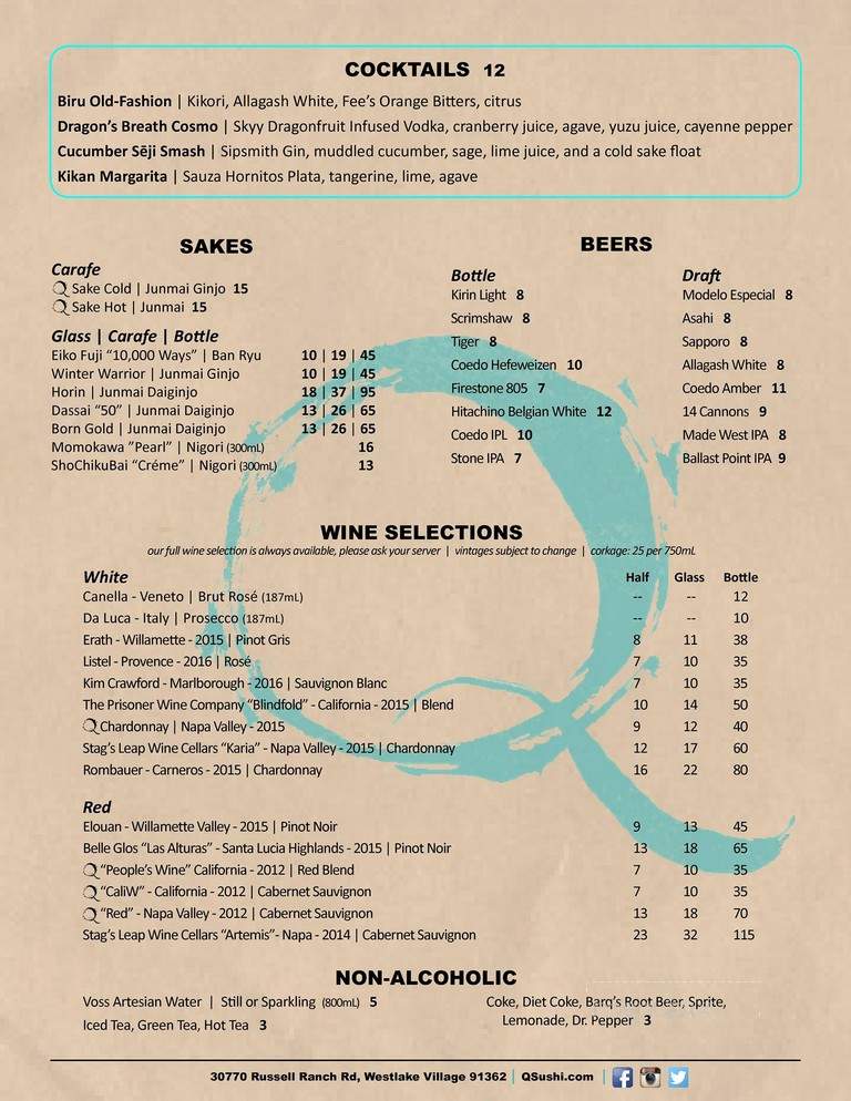 Q Sushi - Westlake Village, CA menu_pic
