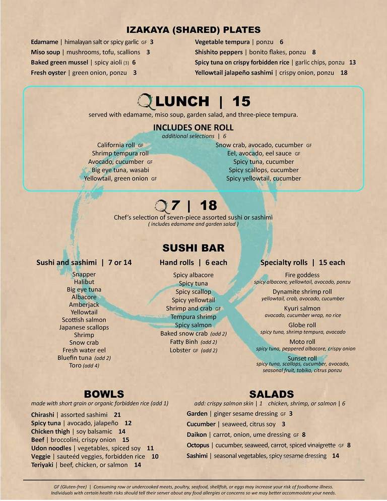 Q Sushi - Westlake Village, CA menu_pic