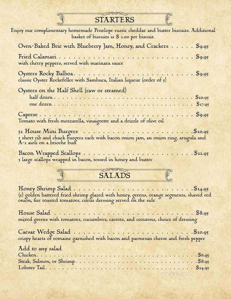 The 51 House - Edenton, NC menu_pic