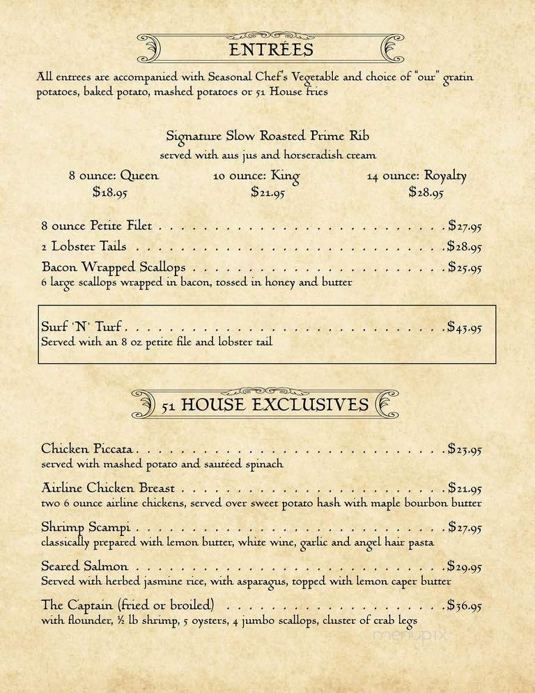 The 51 House - Edenton, NC menu_pic