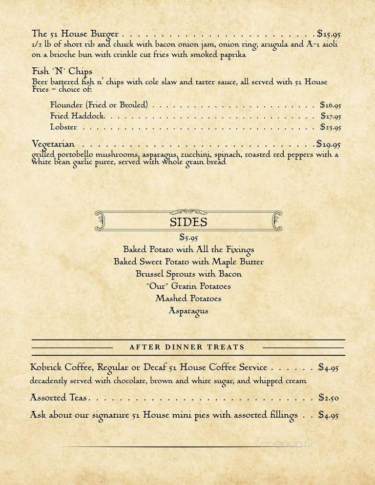 The 51 House - Edenton, NC menu_pic