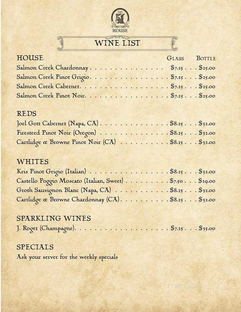 The 51 House - Edenton, NC menu_pic