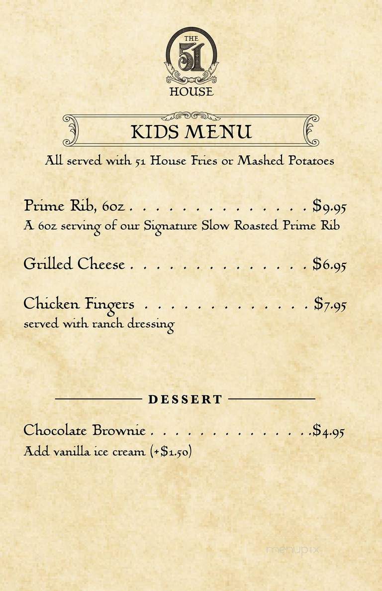 The 51 House - Edenton, NC menu_pic