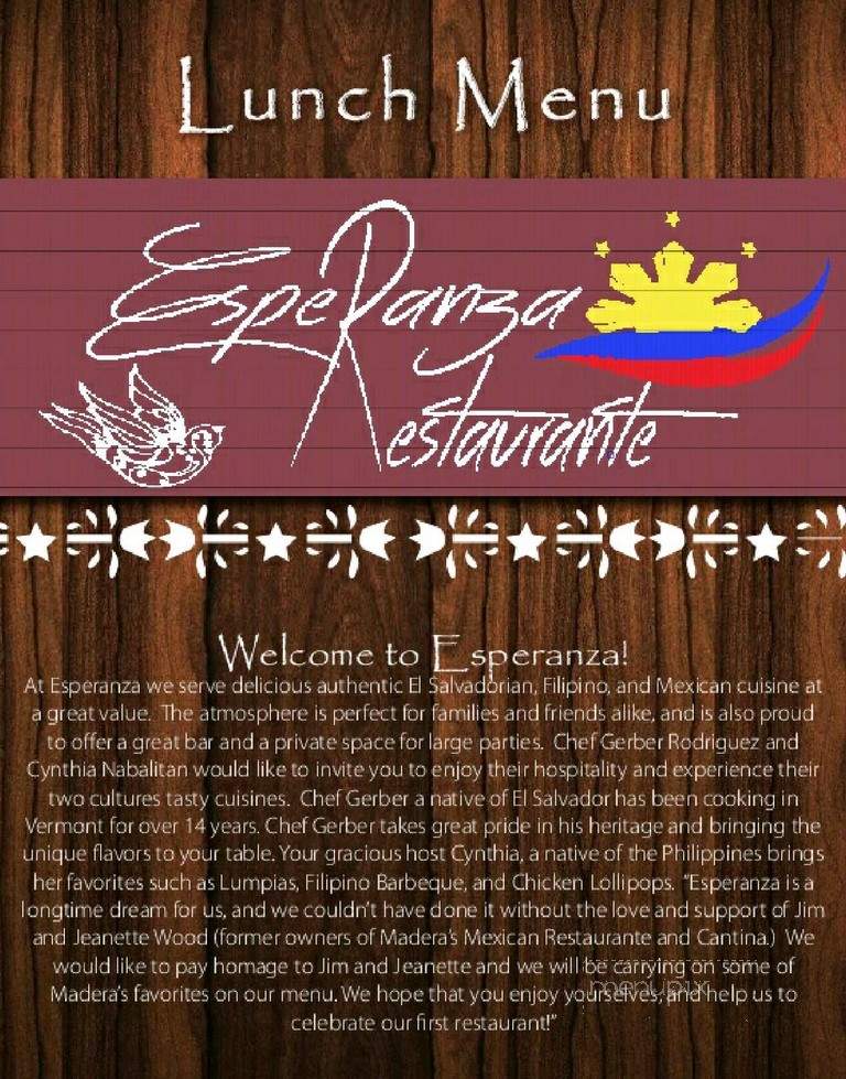 Esperanza - Burlington, VT menu_pic