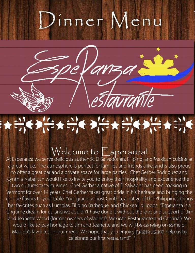 Esperanza - Burlington, VT menu_pic