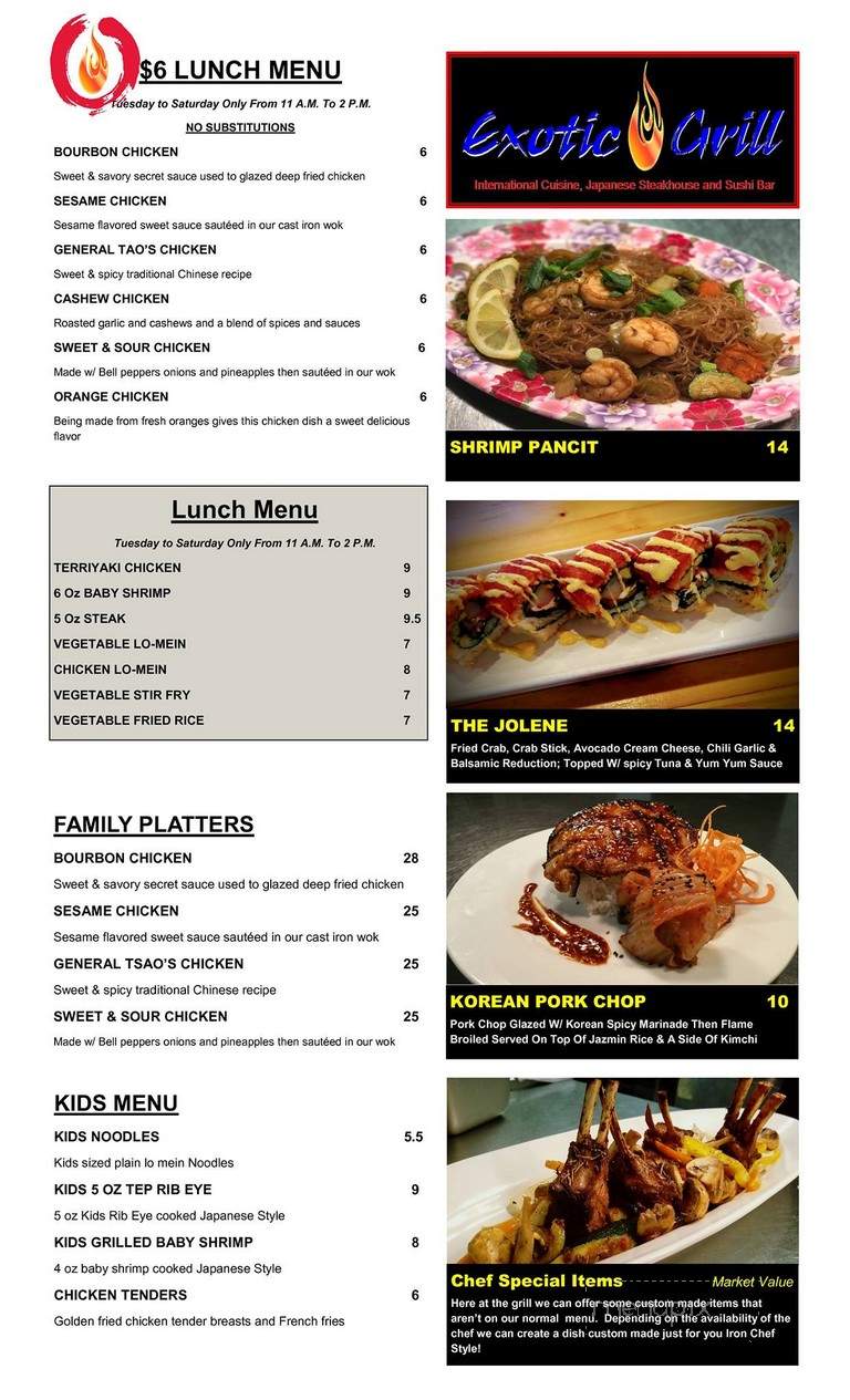 Exotic Grill - Springfield, MO menu_pic