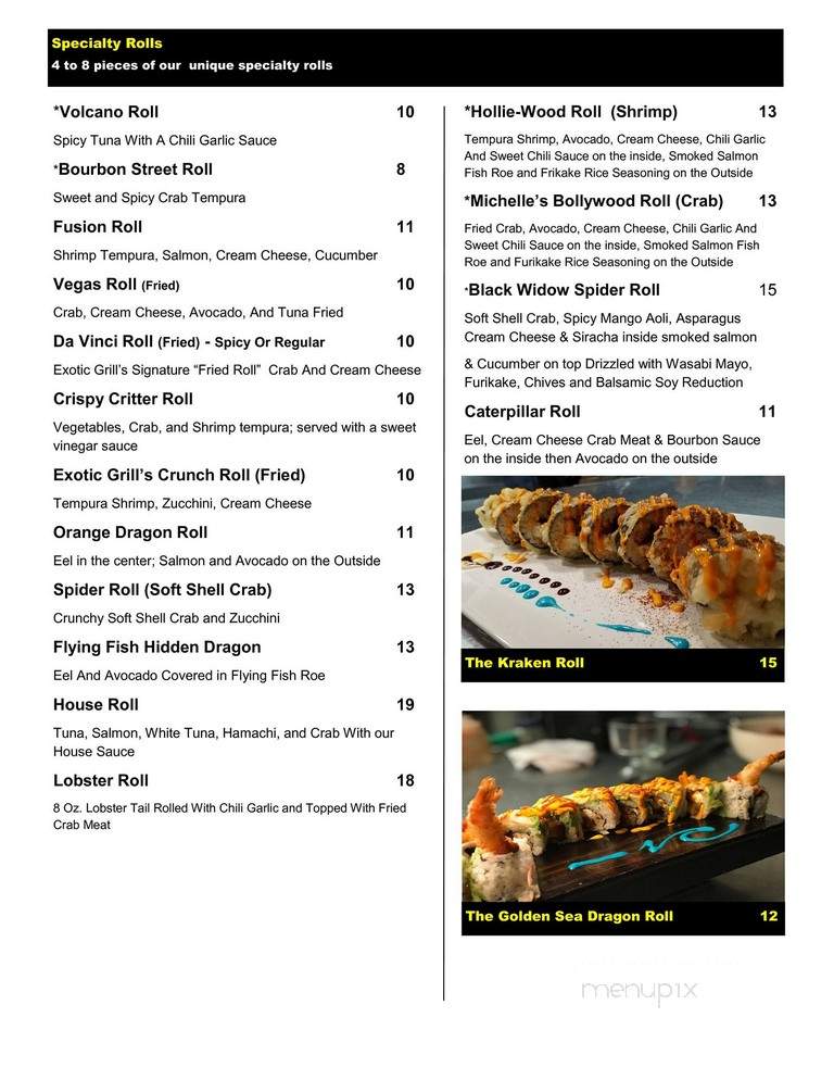 Exotic Grill - Springfield, MO menu_pic