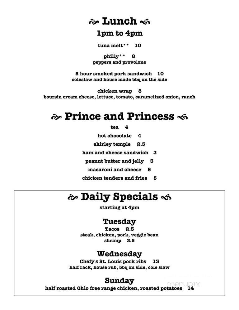 Asterisk Supper Club - Westerville, OH menu_pic