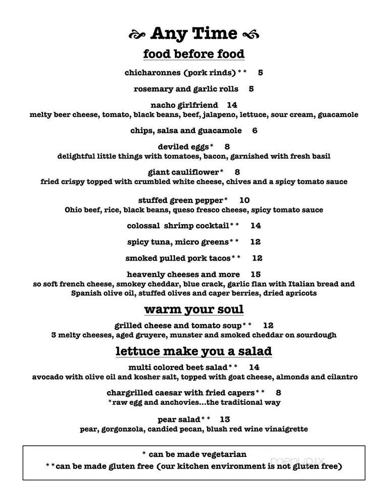 Asterisk Supper Club - Westerville, OH menu_pic
