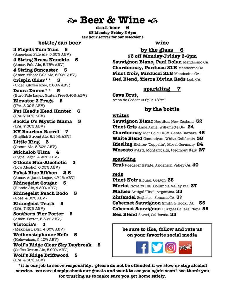 Asterisk Supper Club - Westerville, OH menu_pic