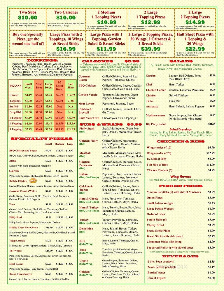 Tony's Pizza - Columbus, OH menu_pic