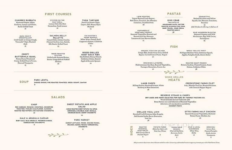 Parc - Detroit, MI menu_pic