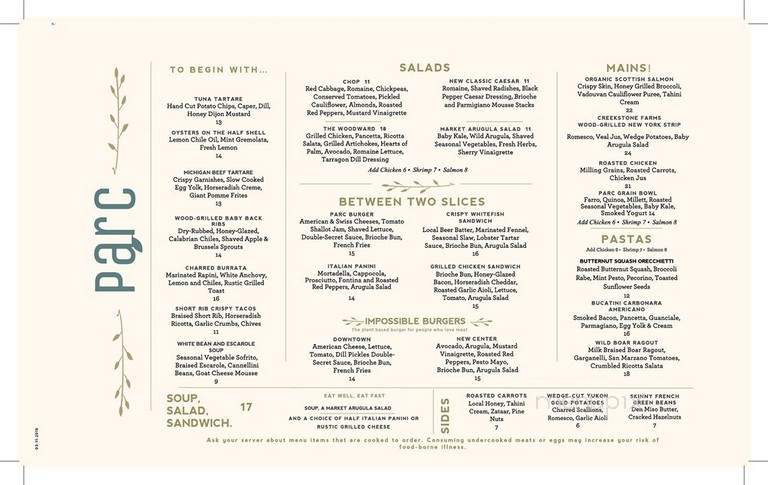 Parc - Detroit, MI menu_pic