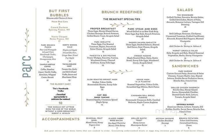 Parc - Detroit, MI menu_pic