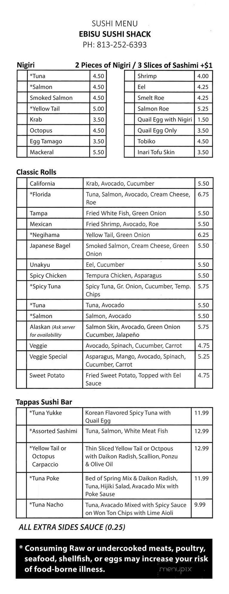 Ebisu Sushi Shack - Tampa, FL menu_pic