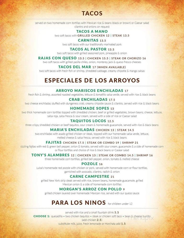 Los Arroyos - Carmel, IN menu_pic