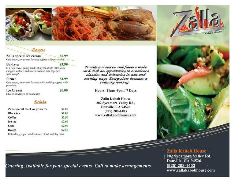 Zalla Kabab House - Danville, CA menu_pic