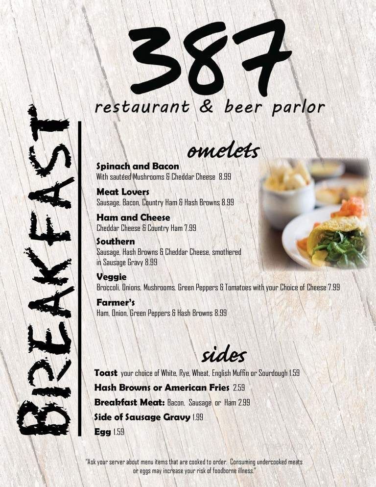 387 Restaurant & Beer Parlor - Munising, MI menu_pic