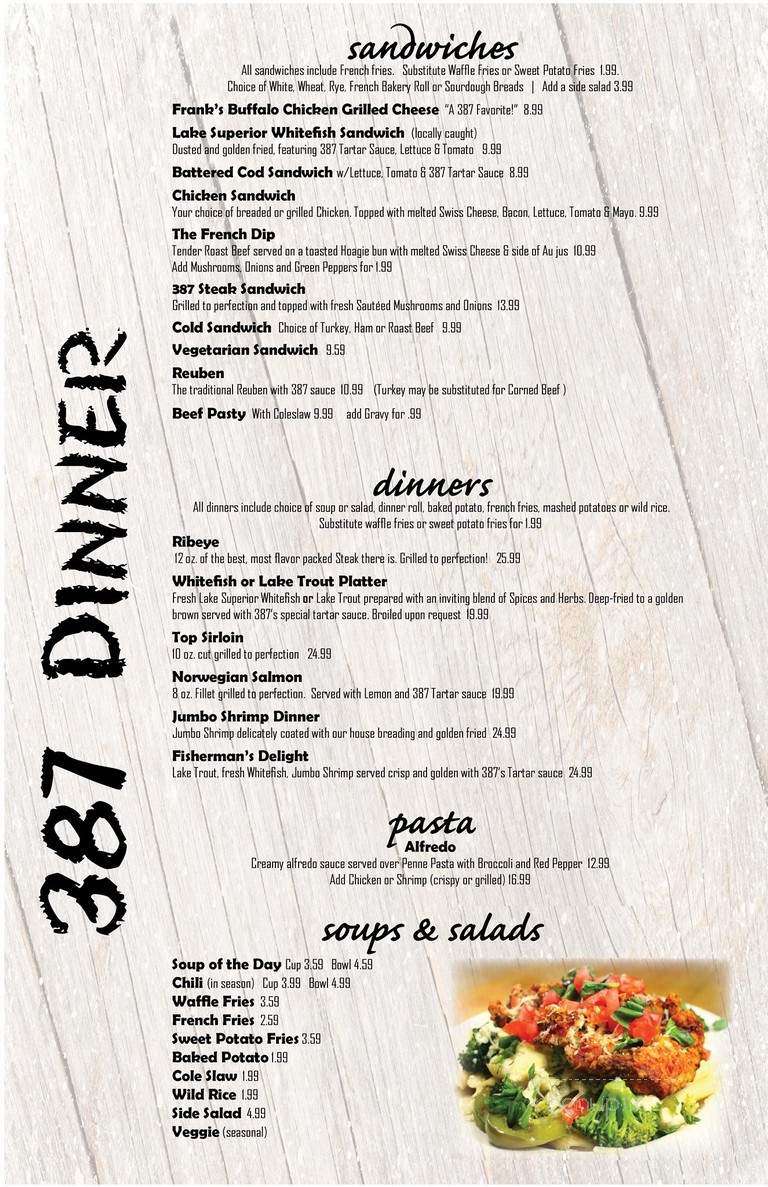 387 Restaurant & Beer Parlor - Munising, MI menu_pic