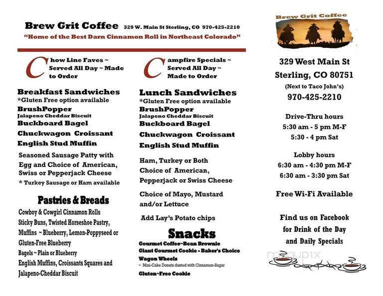Brew Grit Coffee - Sterling, CO menu_pic