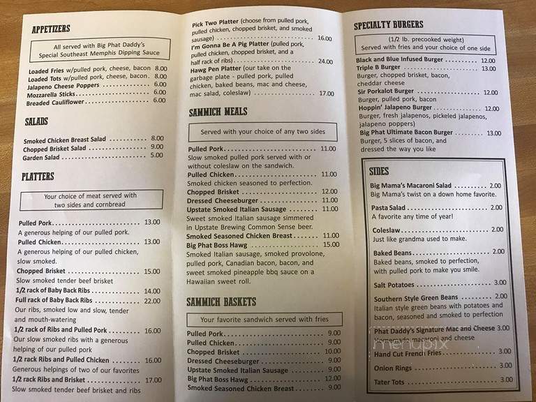 Big Phatdaddy's BBQ - Elmira, NY menu_pic