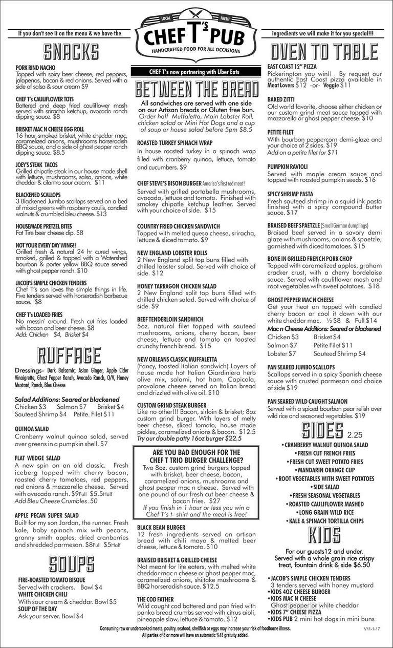 Chef T's Pub - Pickerington, OH menu_pic