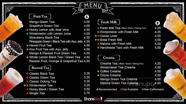 Sharetea - Sugar Land, TX menu_pic